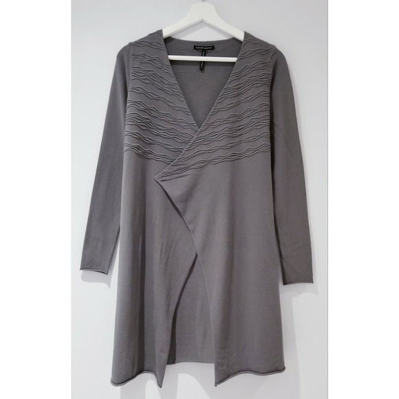 SARAH PACINI ITALY COTTON-BLND ART-TO-WEAR LAGENLOOK OPEN WRAP CARDIGAN TOP XS/S - Picture 3 of 8